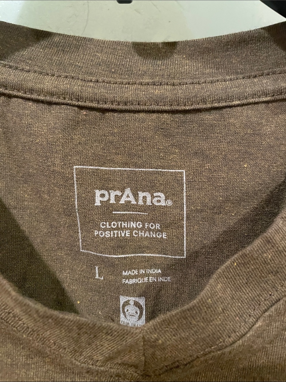 Prana Men's Olive Brown V-Neck Short Sleeve Tee - Picture 2 of 3